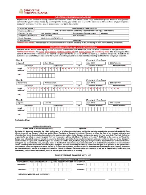 BIZLINK ENROLLMENT FORM .
